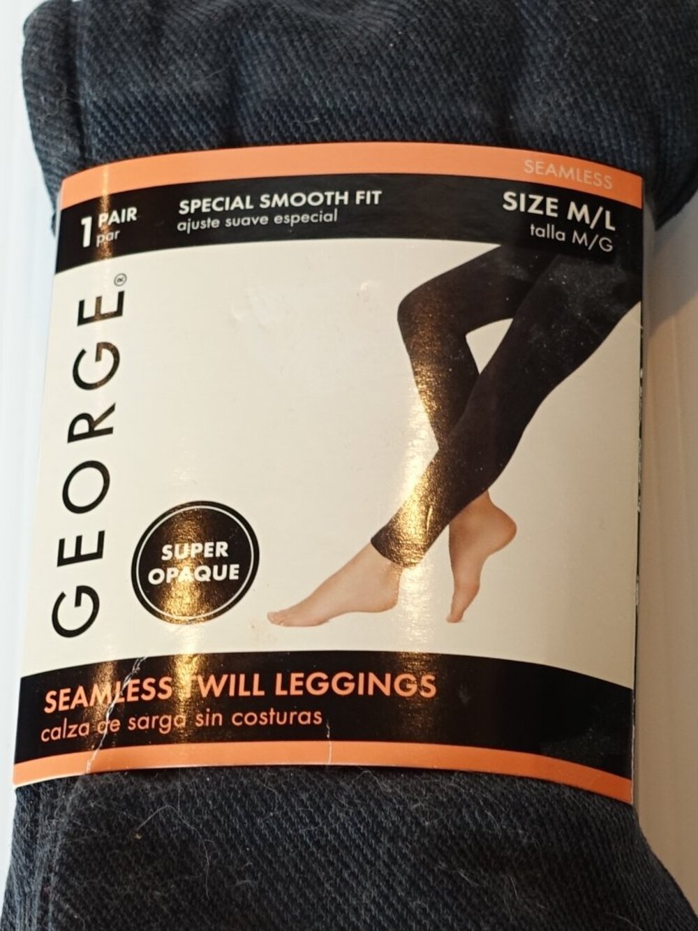 George Indigo Blue Seamless Twill Leggings Super Opaque Smooth Fit M/L